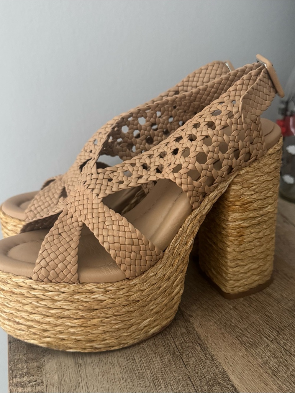 Paloma Barceló Beige Woven Platform Sandals